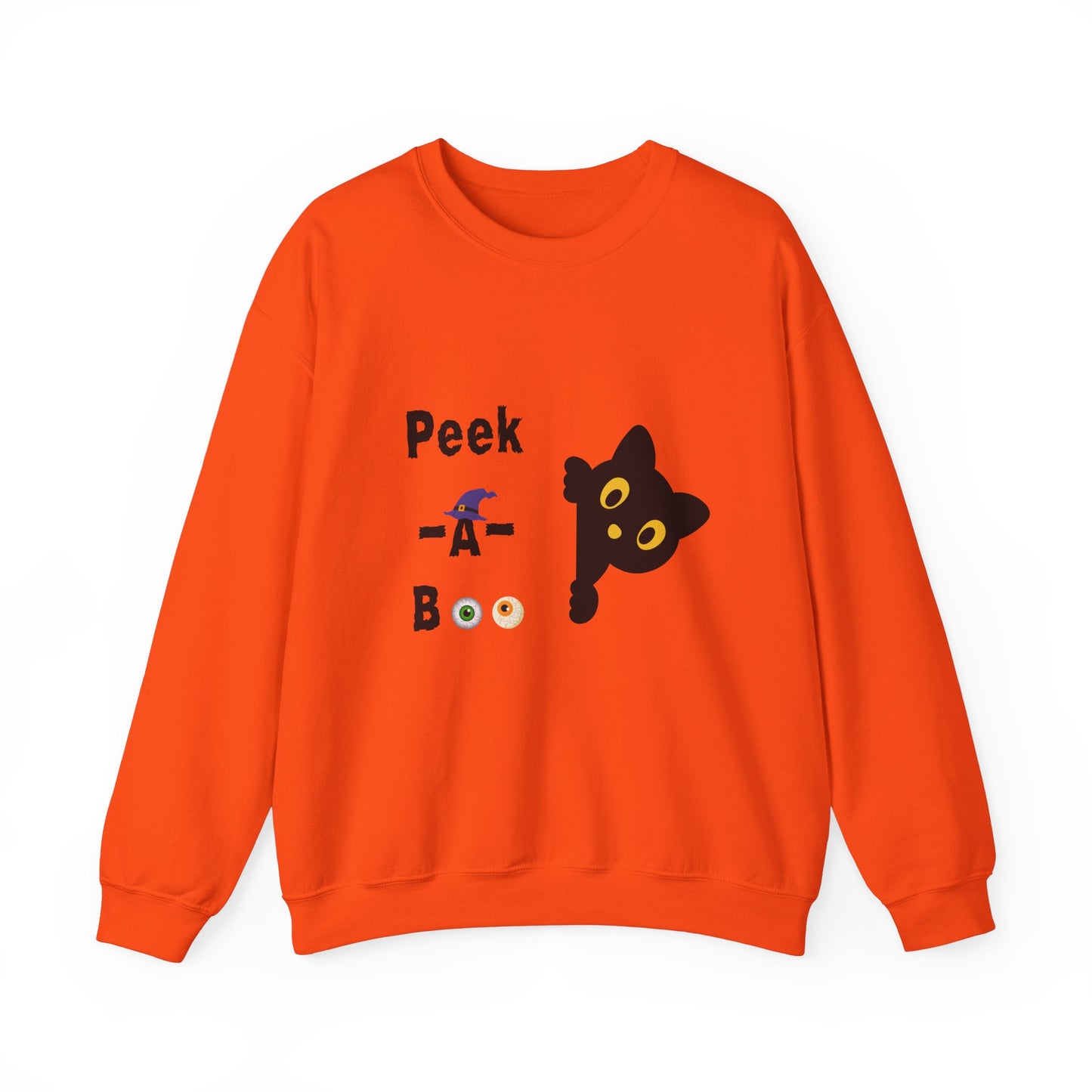 Cute Black Cat Halloween Peek-a-Boo Crewneck Sweater