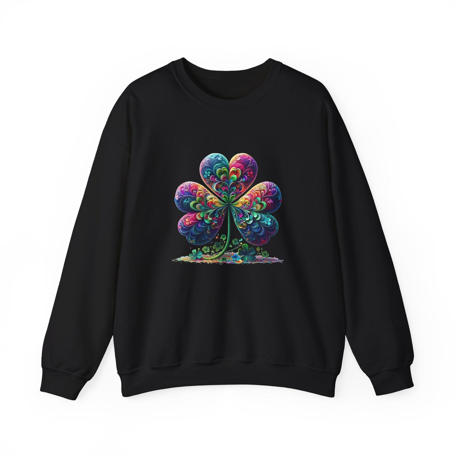 St Patrick's Day Crewneck Sweatshirt with Shamrock Design