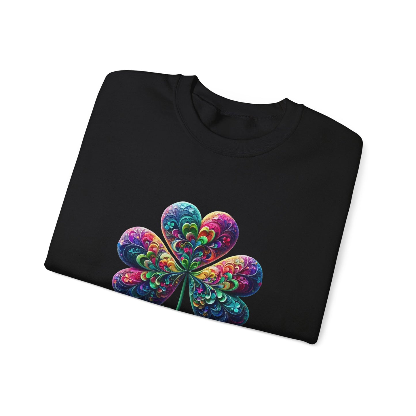 St Patrick's Day Crewneck Sweatshirt with Shamrock Design