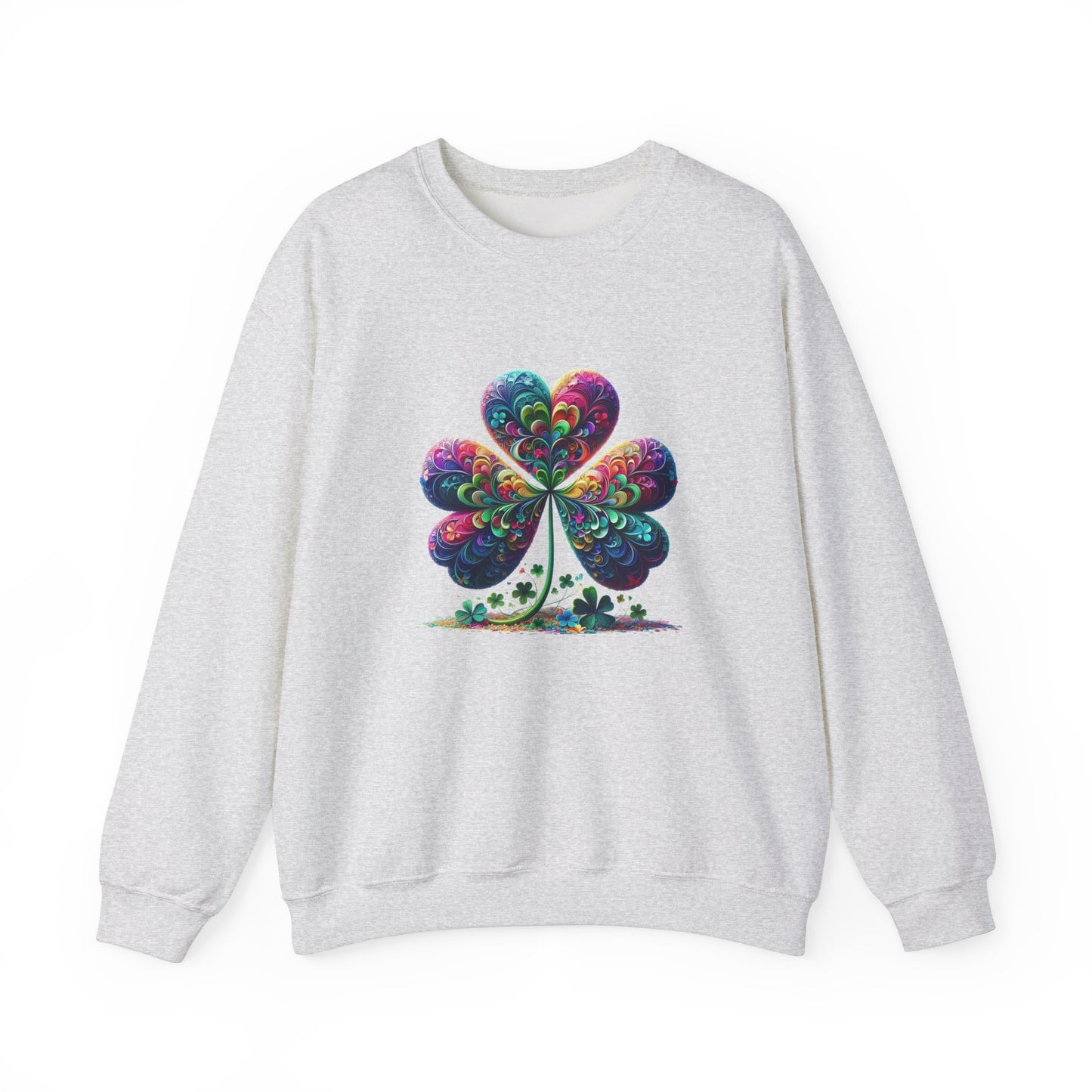 St Patrick's Day Crewneck Sweatshirt with Shamrock Design
