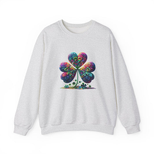 St Patrick's Day Crewneck Sweatshirt with Shamrock Design
