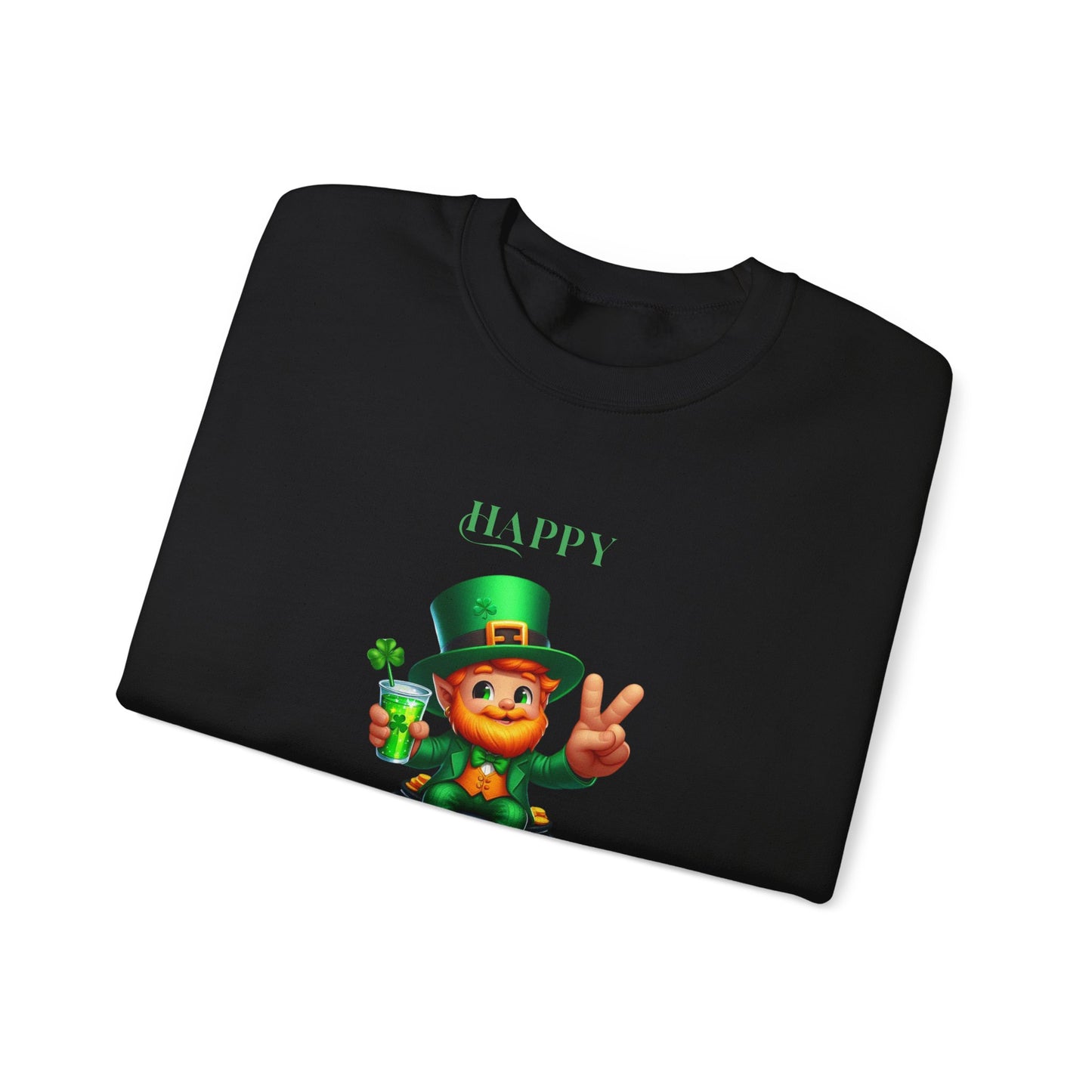 St Patrick's Day Sweatshirt - Cute Leprechaun with Pot of Gold