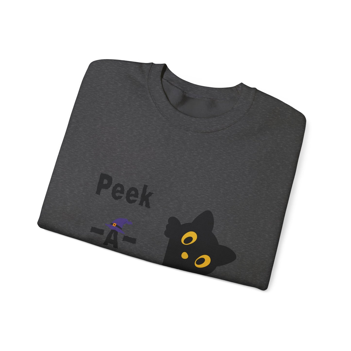 Cute Black Cat Halloween Peek-a-Boo Crewneck Sweater