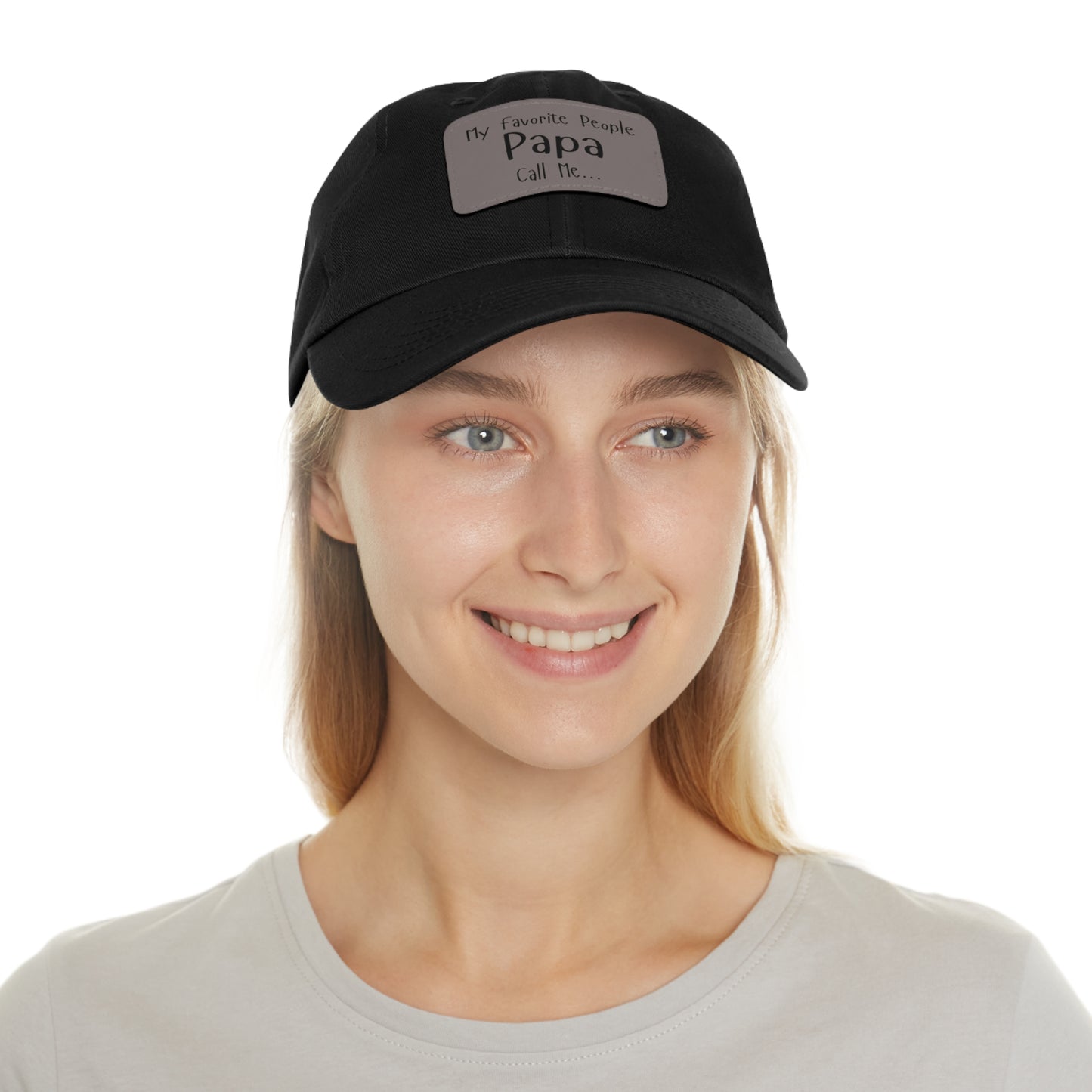 Papa Hat with Leather Patch (Black/Grey))