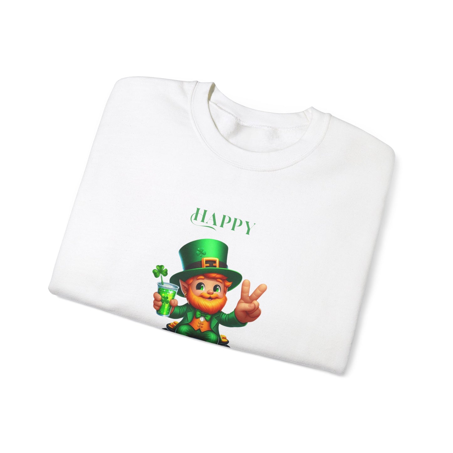 St Patrick's Day Sweatshirt - Cute Leprechaun with Pot of Gold