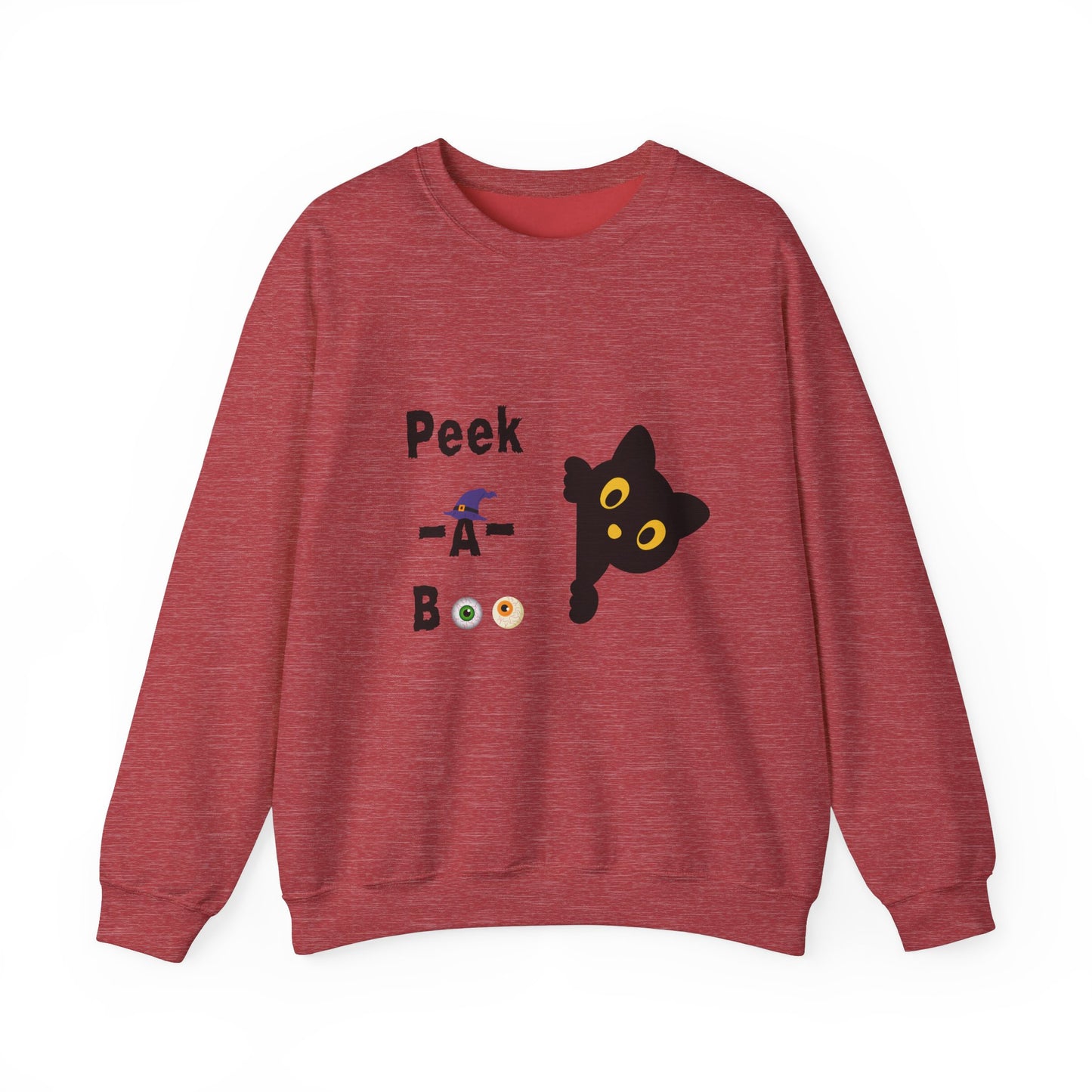 Cute Black Cat Halloween Peek-a-Boo Crewneck Sweater