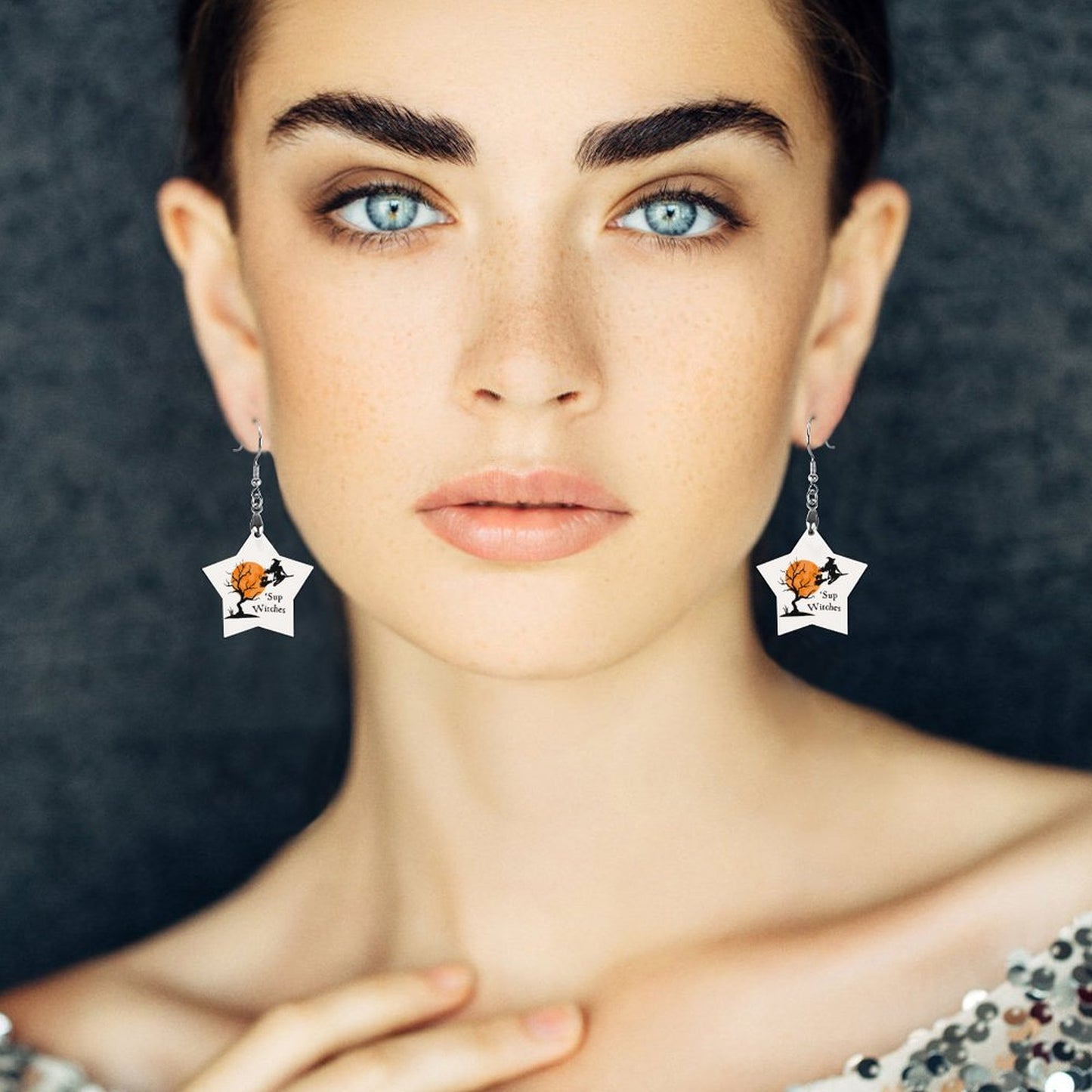"Sup Witches"- Wooden Earrings Pendant (Star Shape)