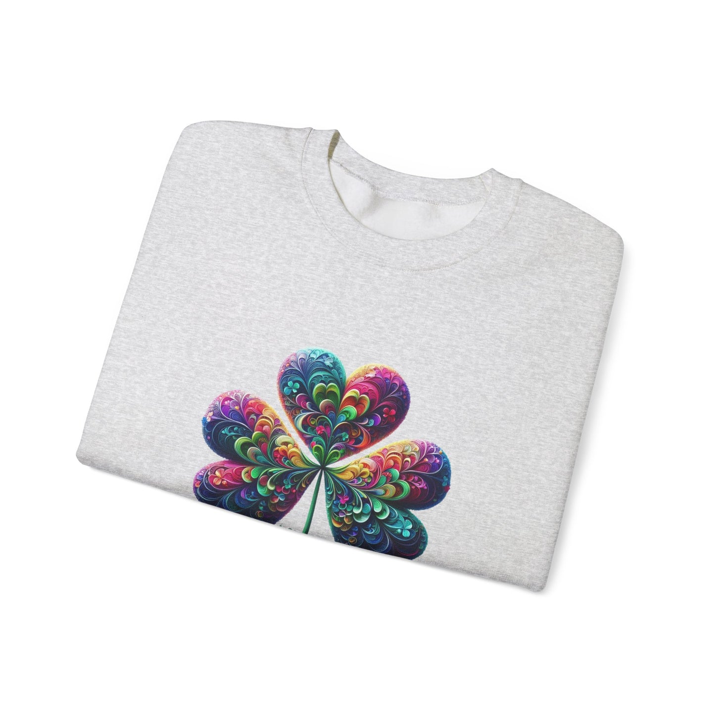 St Patrick's Day Crewneck Sweatshirt with Shamrock Design