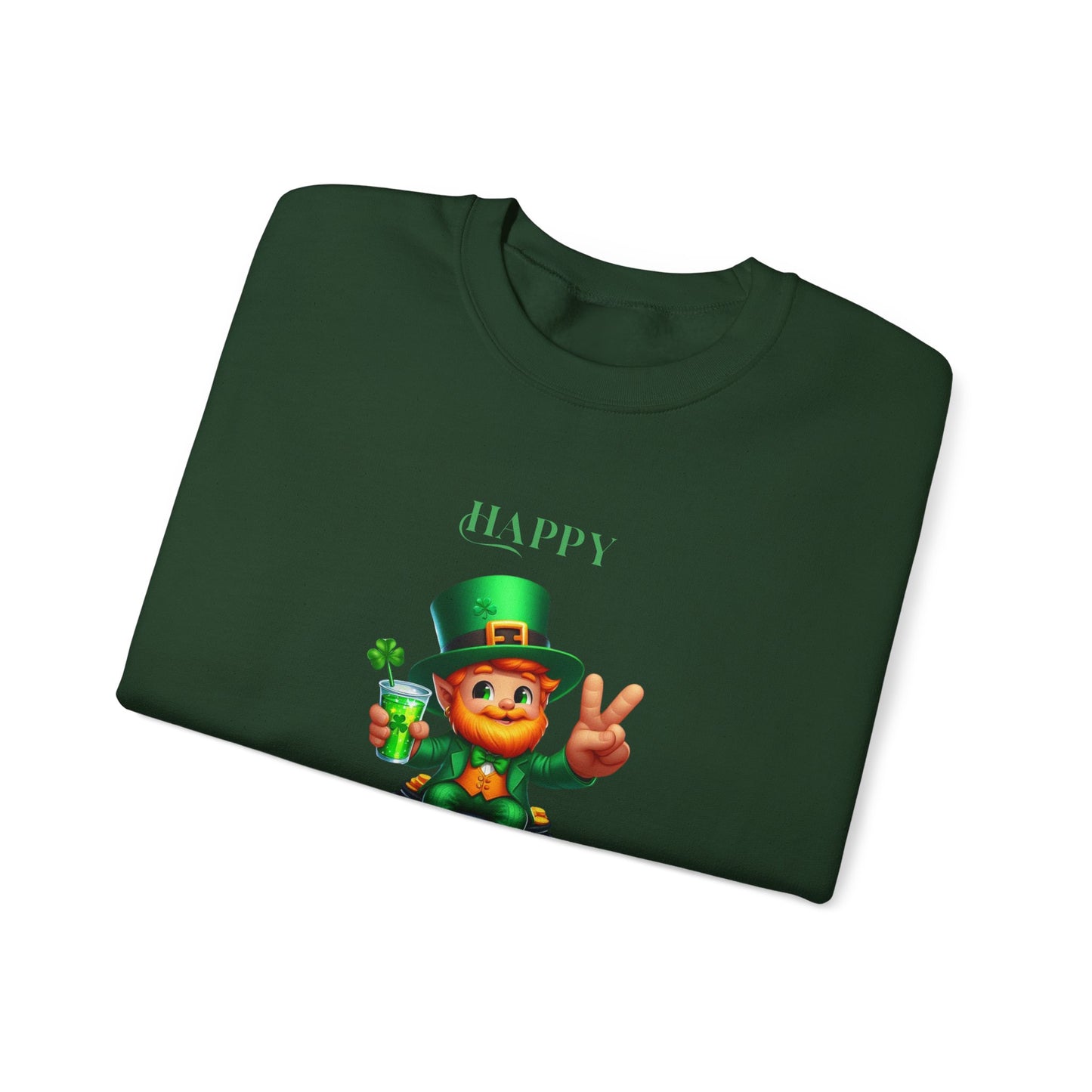 St Patrick's Day Sweatshirt - Cute Leprechaun with Pot of Gold