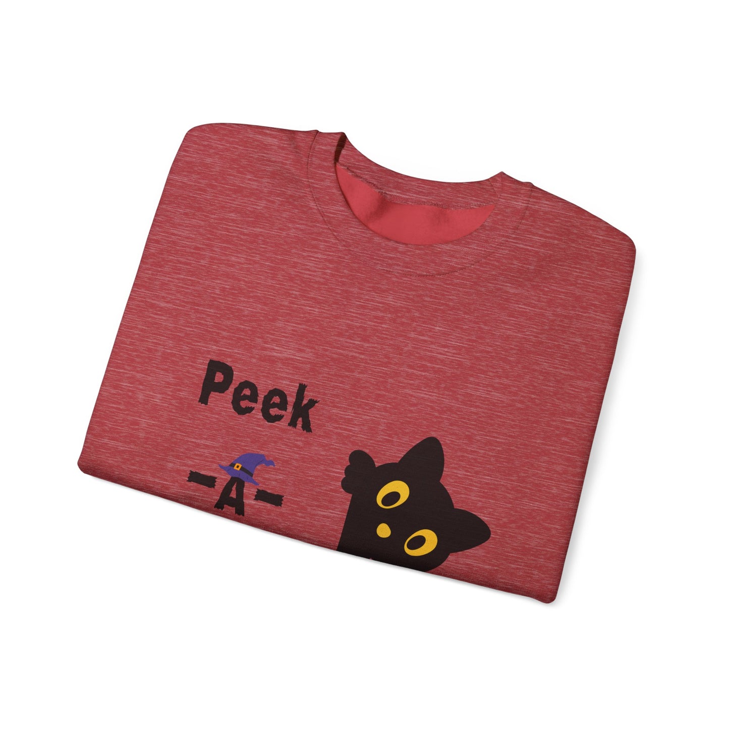 Cute Black Cat Halloween Peek-a-Boo Crewneck Sweater