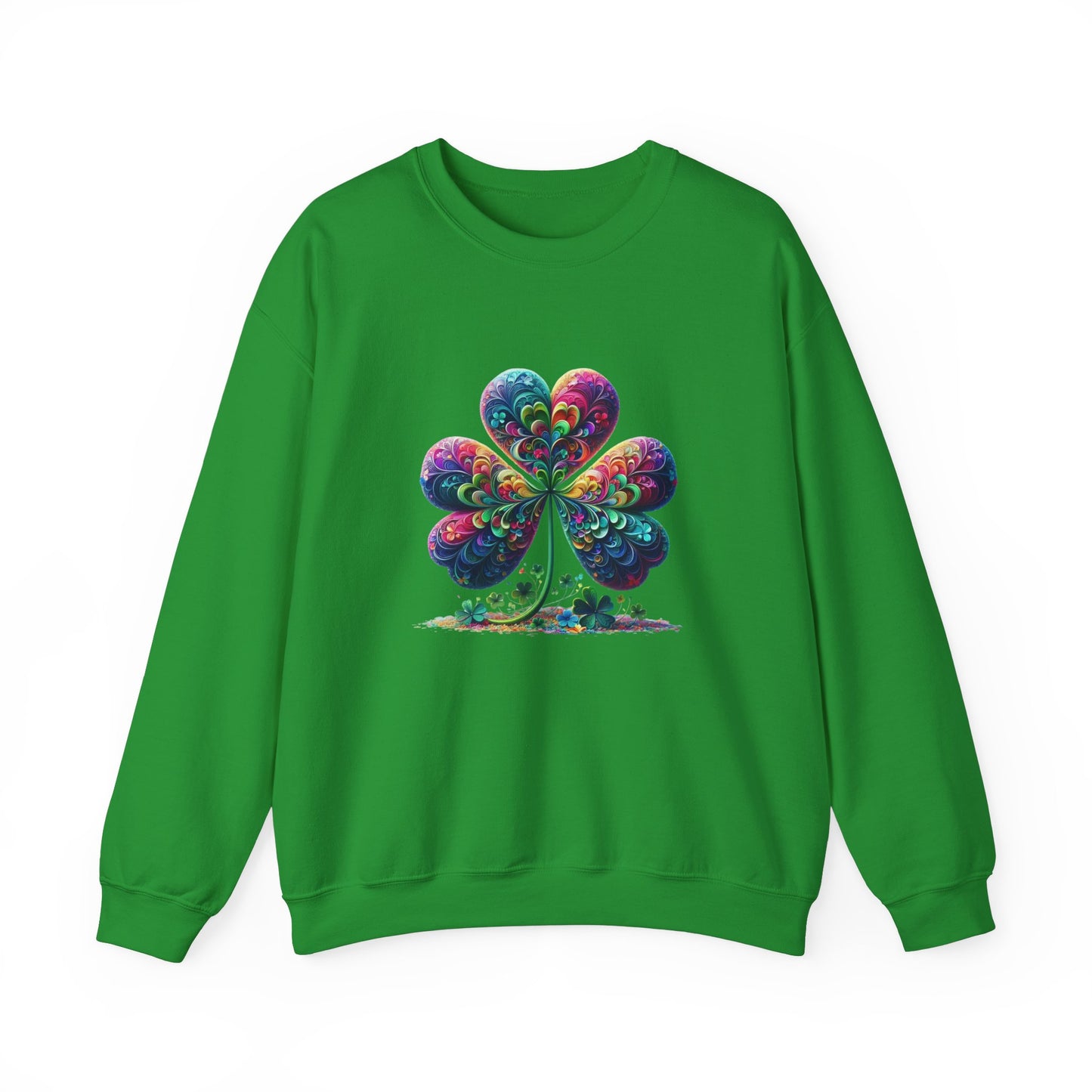 St Patrick's Day Crewneck Sweatshirt with Shamrock Design