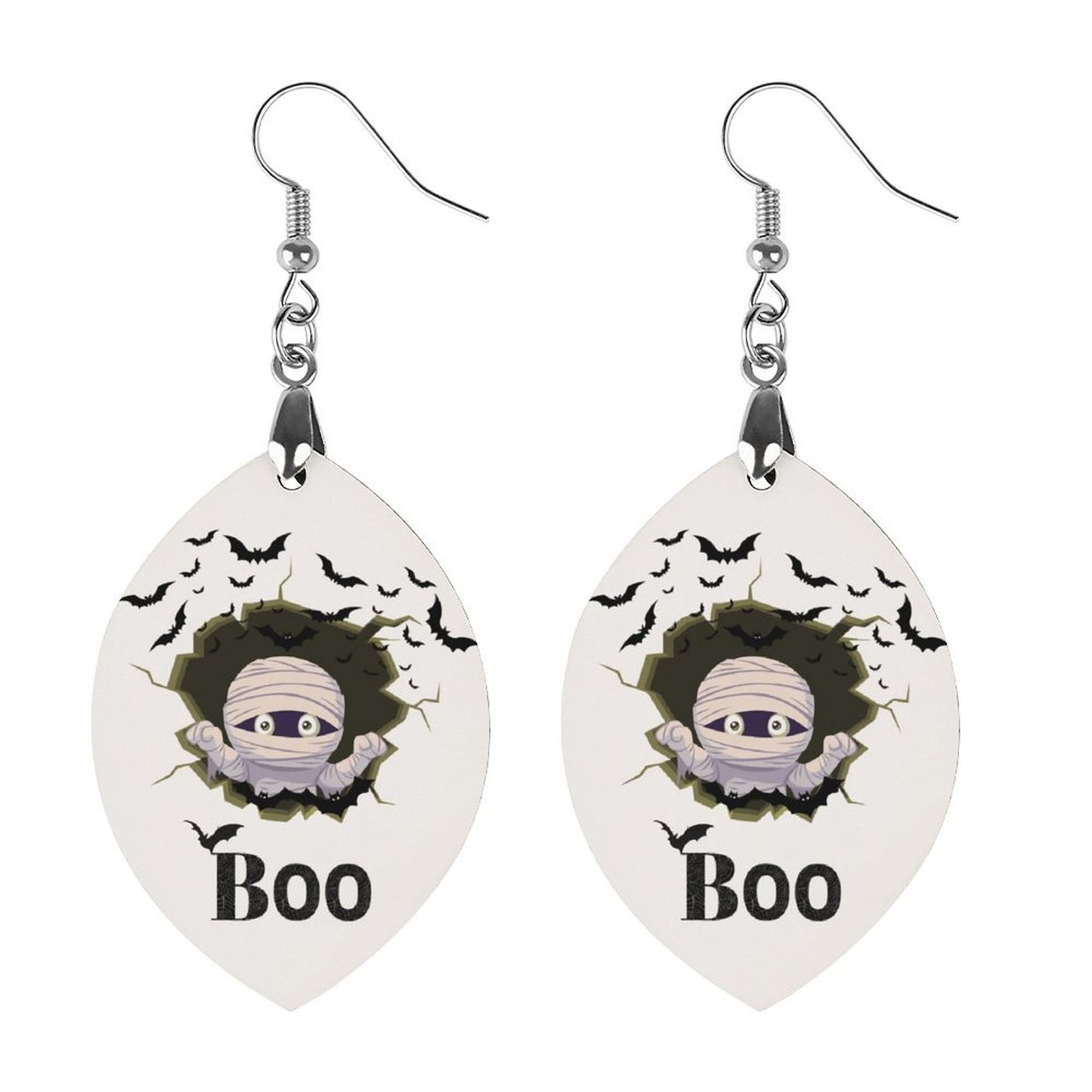 "BOO"- Wooden Earrings Pendant (Apricot Shape）