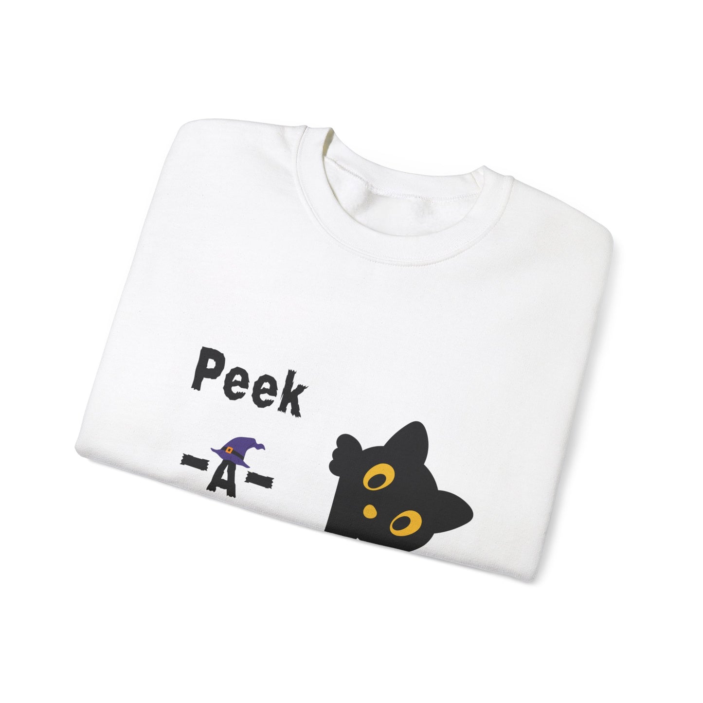 Cute Black Cat Halloween Peek-a-Boo Crewneck Sweater