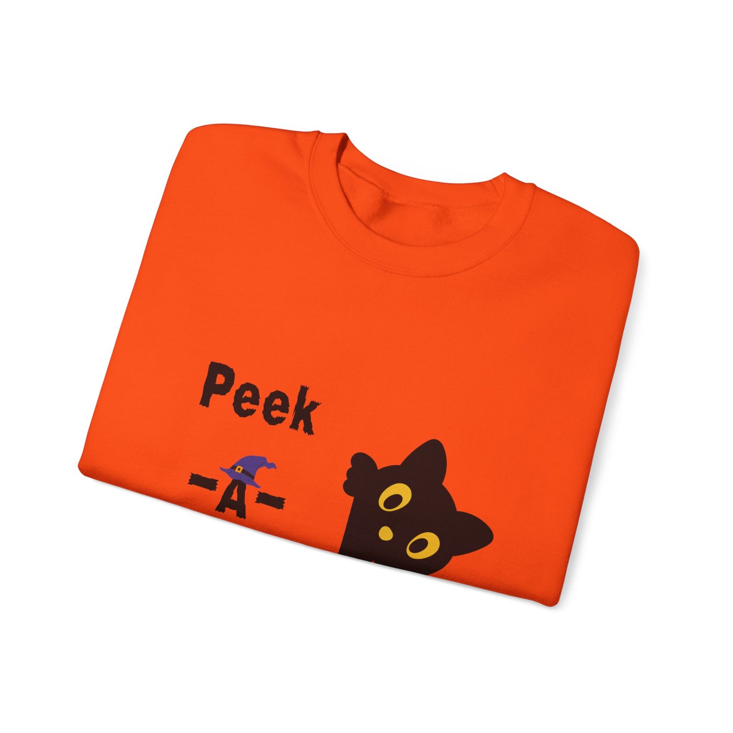 Cute Black Cat Halloween Peek-a-Boo Crewneck Sweater