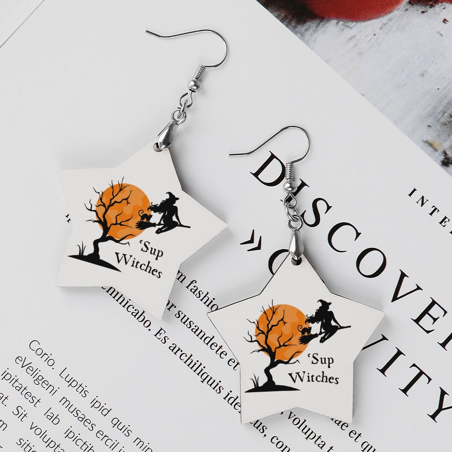 "Sup Witches"- Wooden Earrings Pendant (Star Shape)
