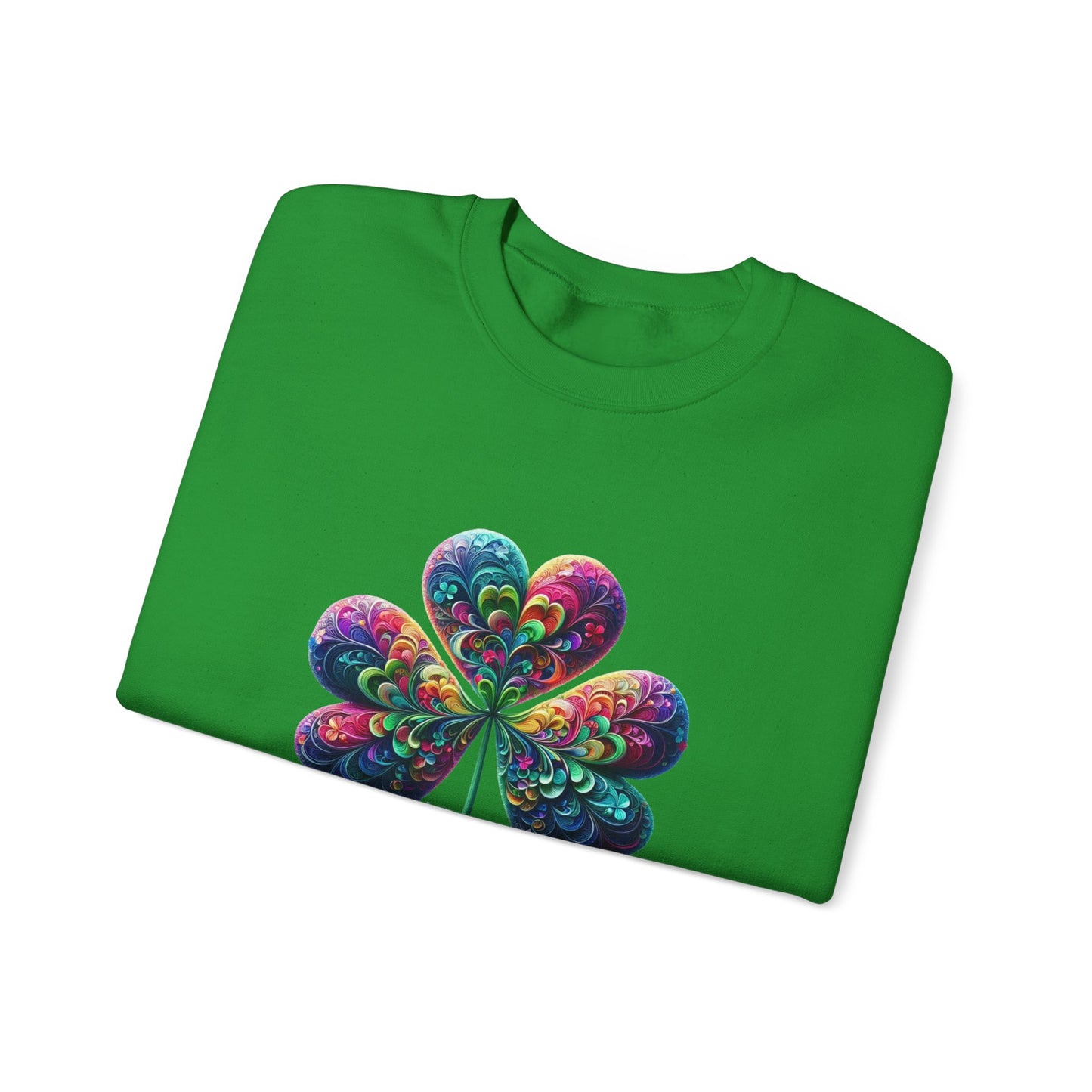 St Patrick's Day Crewneck Sweatshirt with Shamrock Design