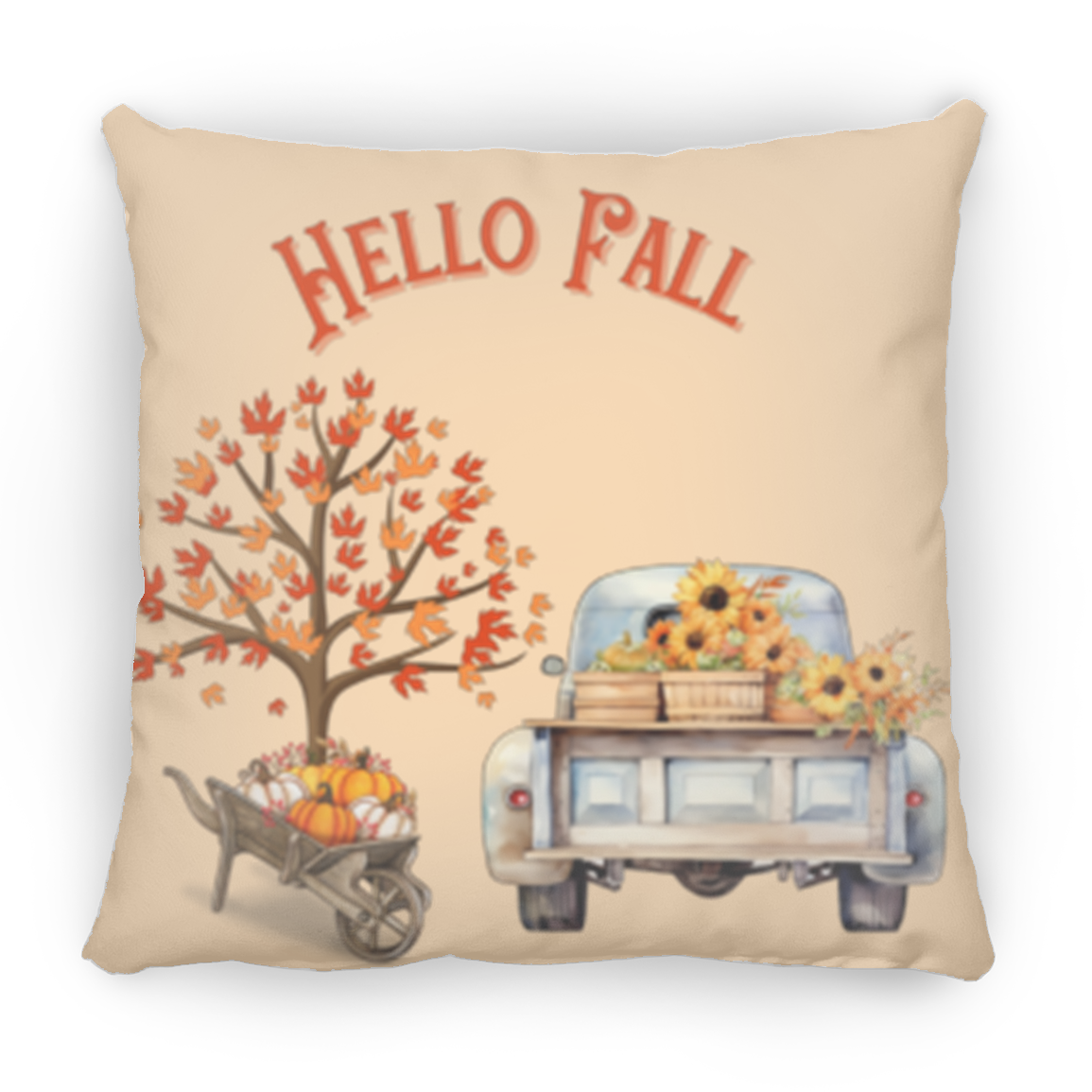 "Hello Fall" Medium Square Decorative Pillow