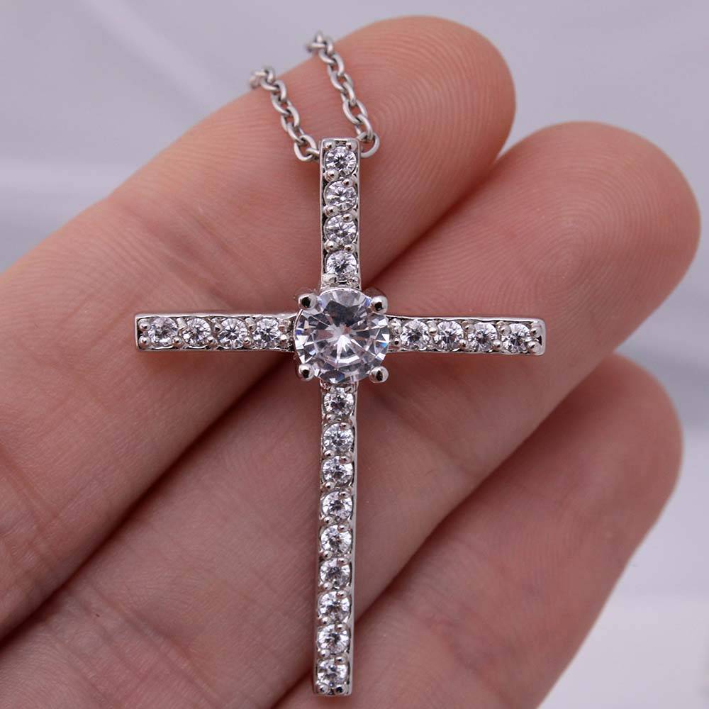 "Faith as a Mustard seed" CZ Cross Necklace