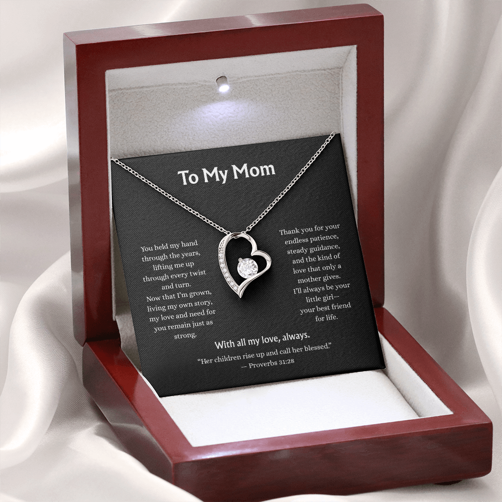 To My Mom-Forever Love Necklace-Black Card