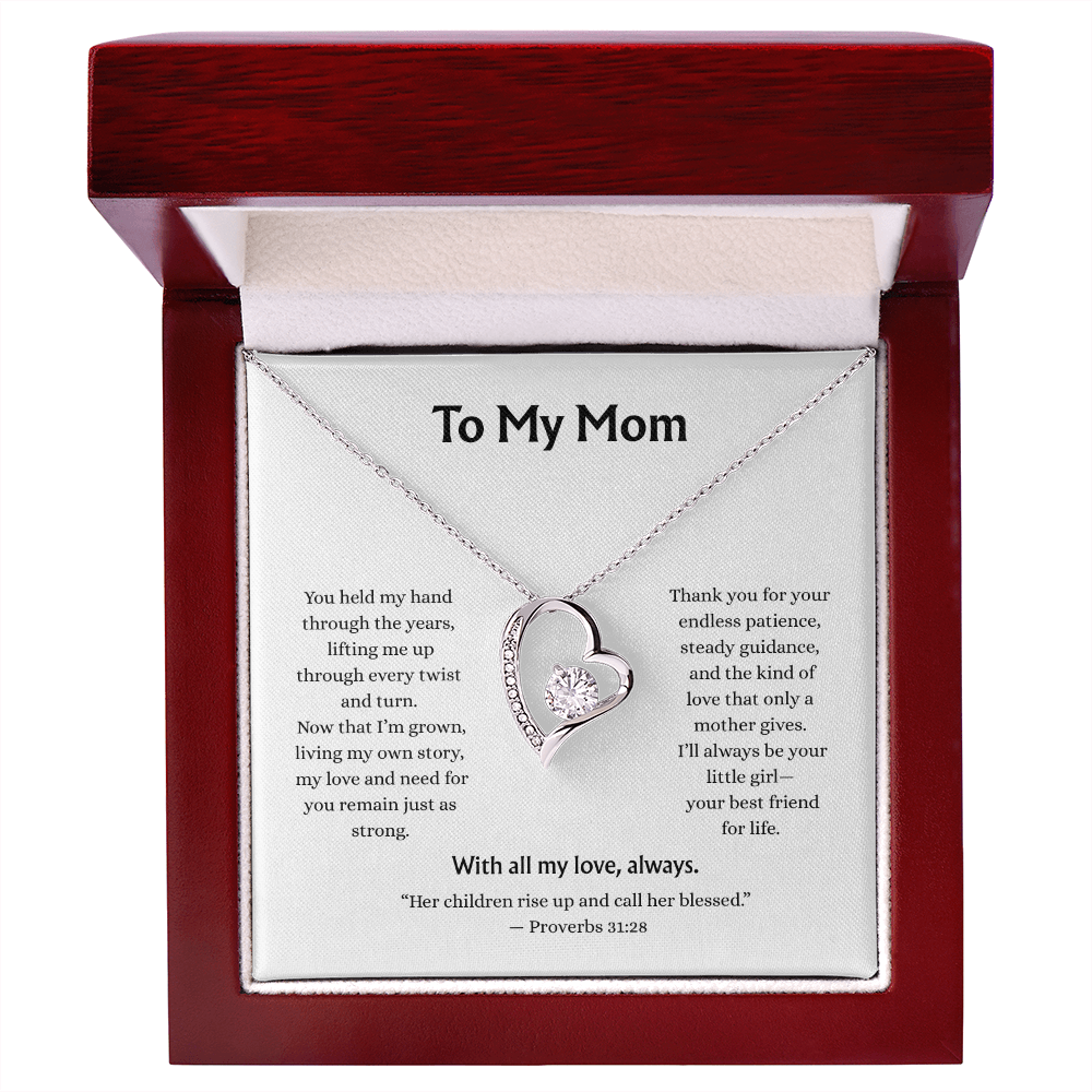To My Mom-Forever Love Necklace-white card