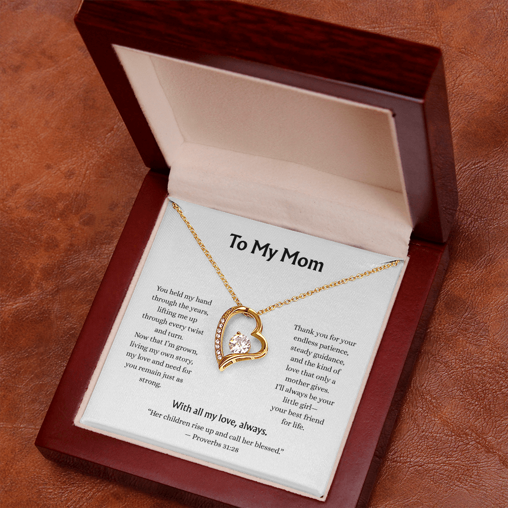 To My Mom-Forever Love Necklace-white card