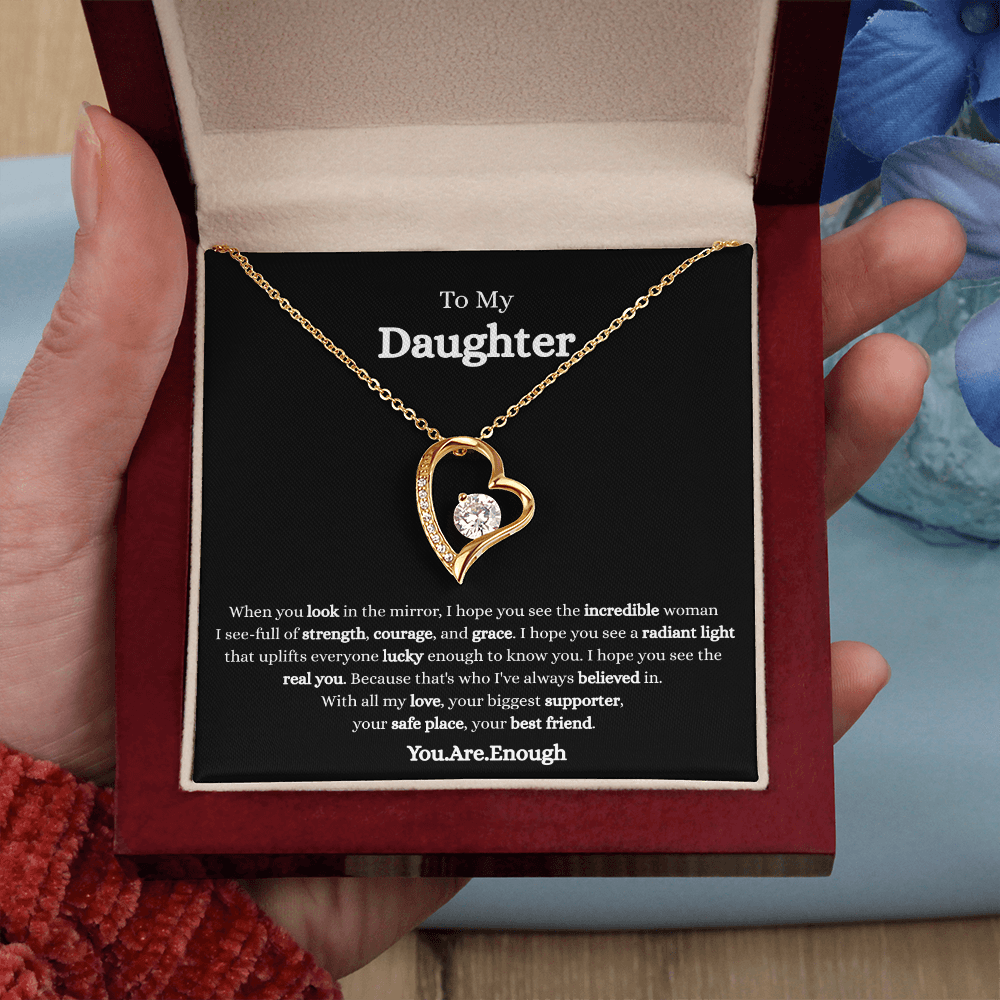 To My Daughter-Forever Love Necklace (Black card)