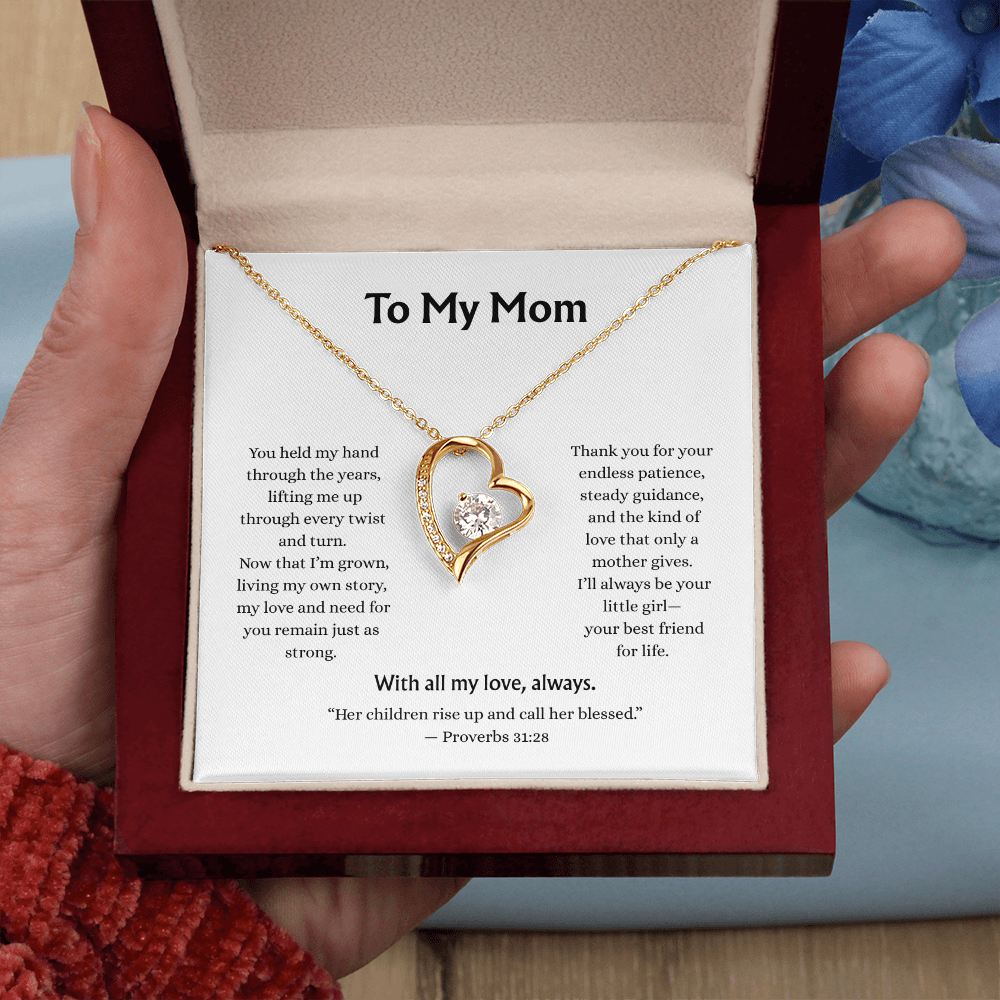 To My Mom-Forever Love Necklace-white card