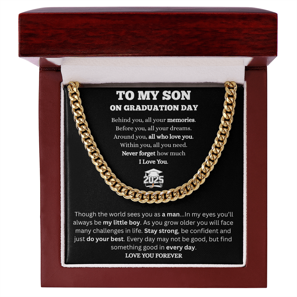 To My Son-Cuban Link Chain-Graduation-Black Message Card