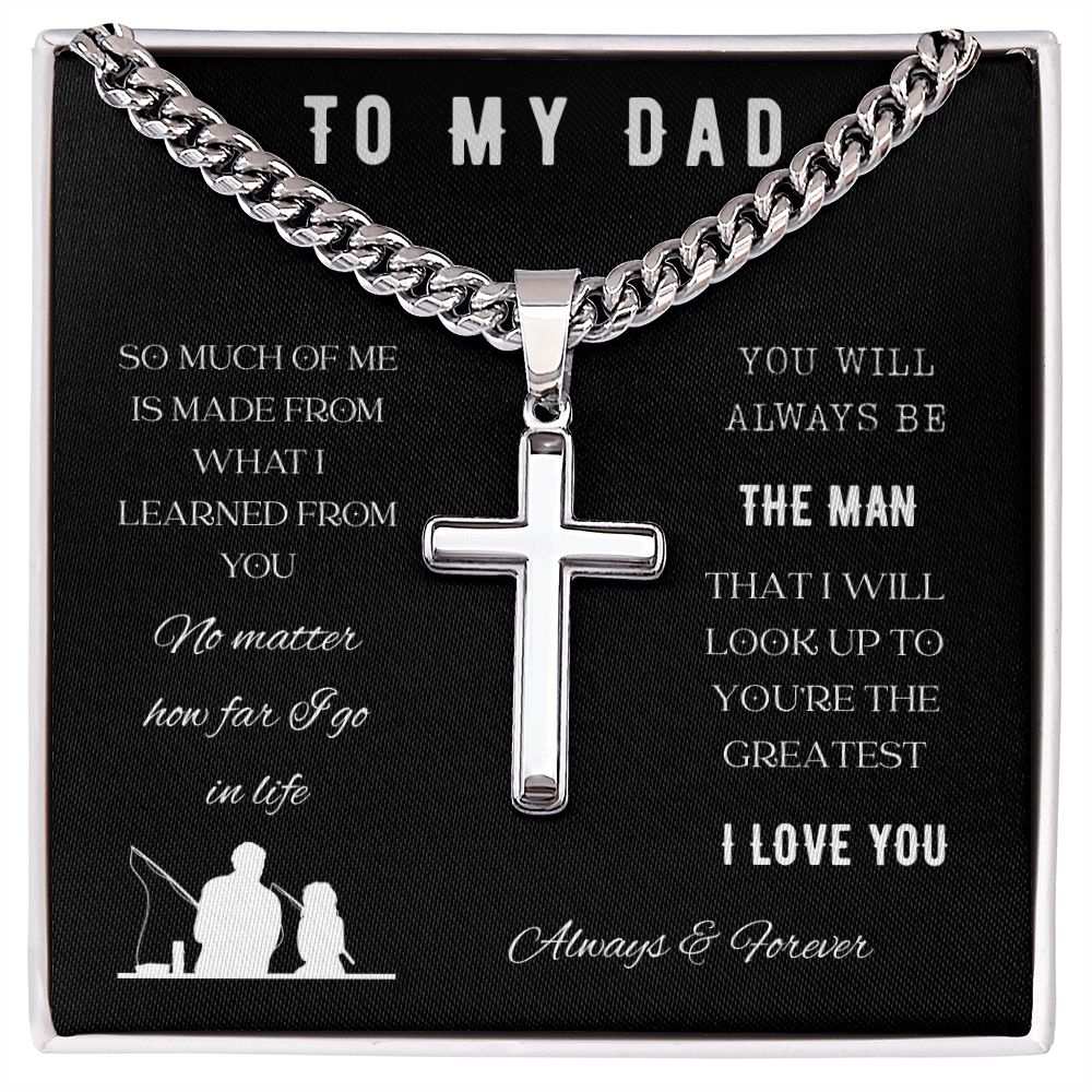 To My Dad-Cuban Chain with Cross Necklace