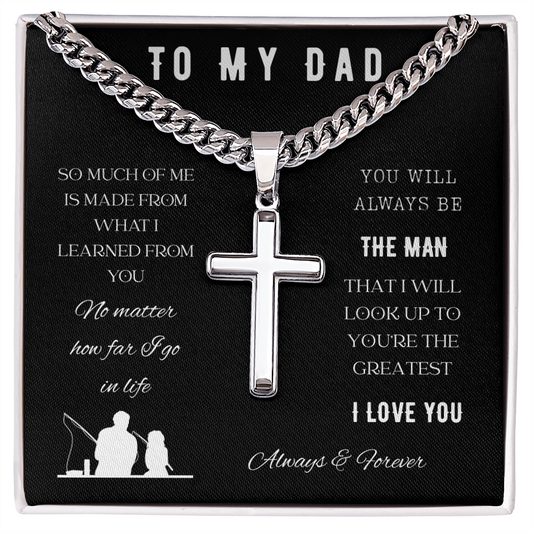 To My Dad-Cuban Chain with Cross Necklace