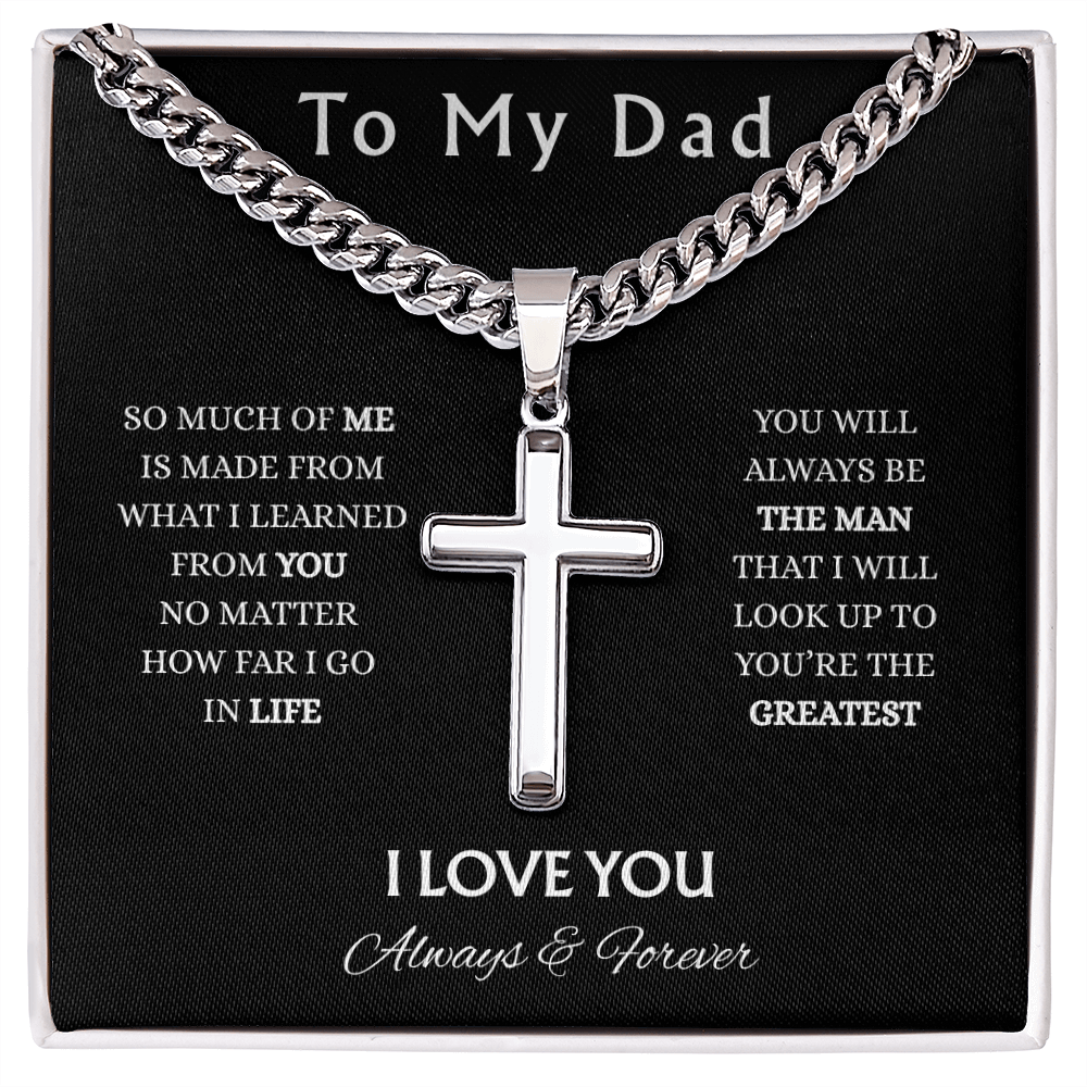 To My Dad-Cuban Chain with Cross Necklace