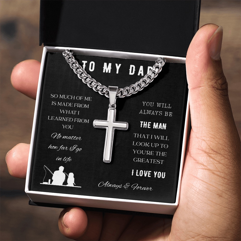 To My Dad-Cuban Chain with Cross Necklace