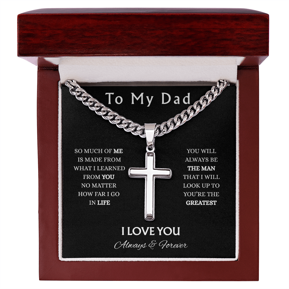 To My Dad-Cuban Chain with Cross Necklace