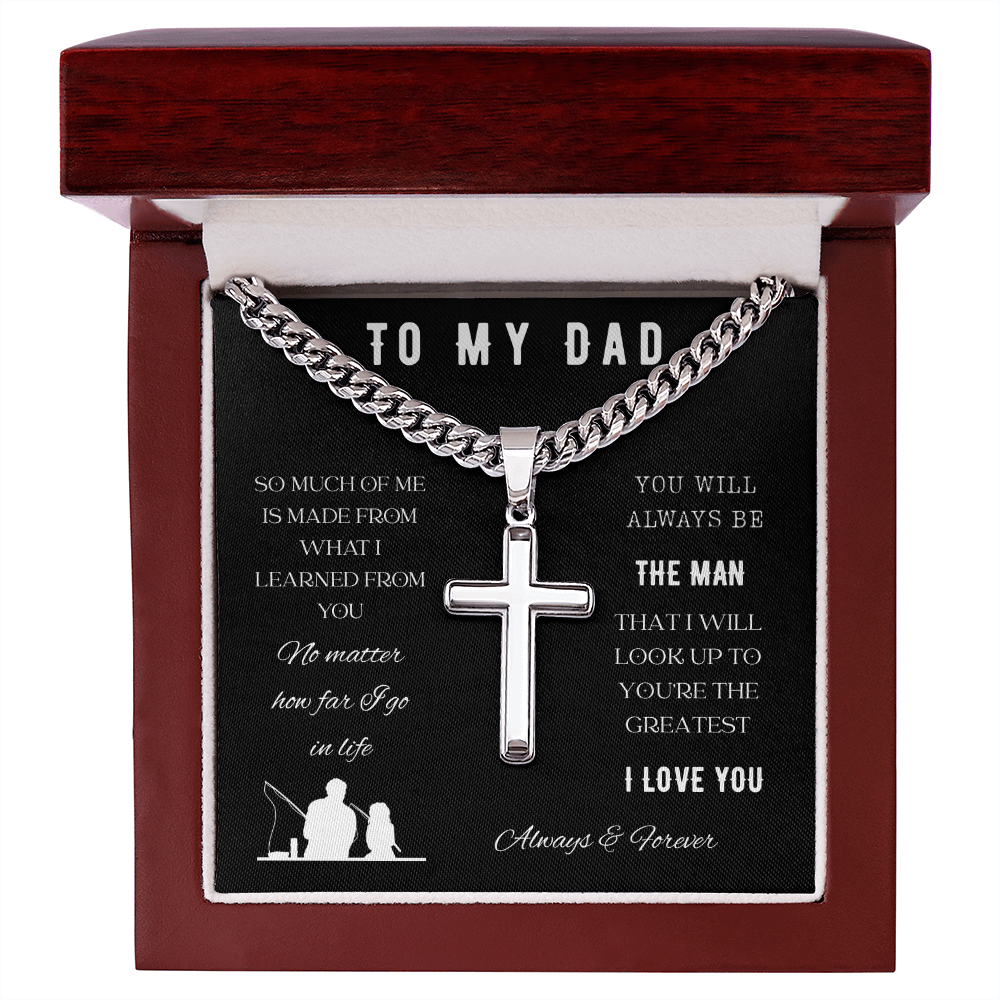 To My Dad-Cuban Chain with Cross Necklace