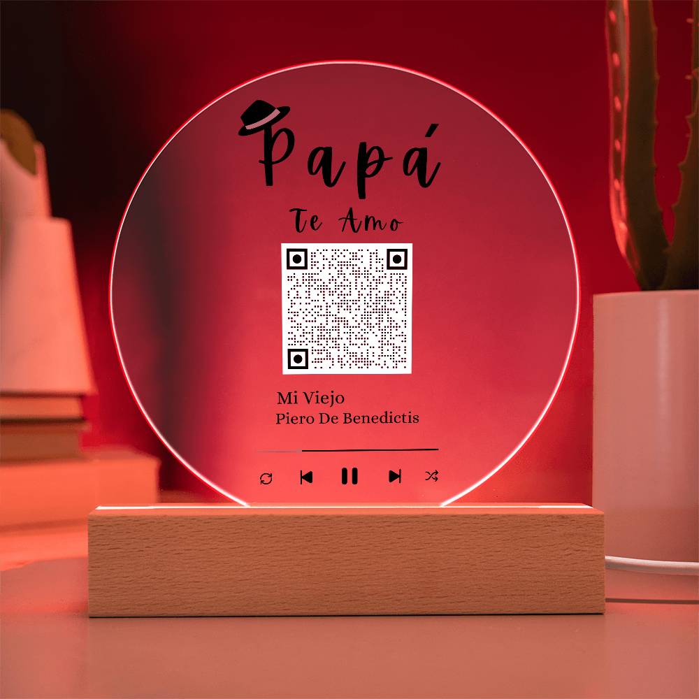 "Papá Te Amo" Acrylic Plaque With Song QR Code