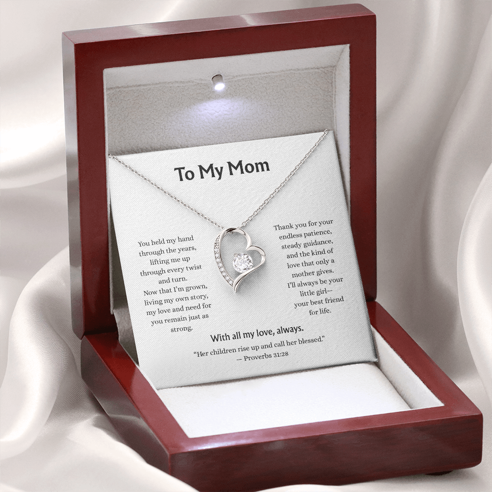 To My Mom-Forever Love Necklace-white card