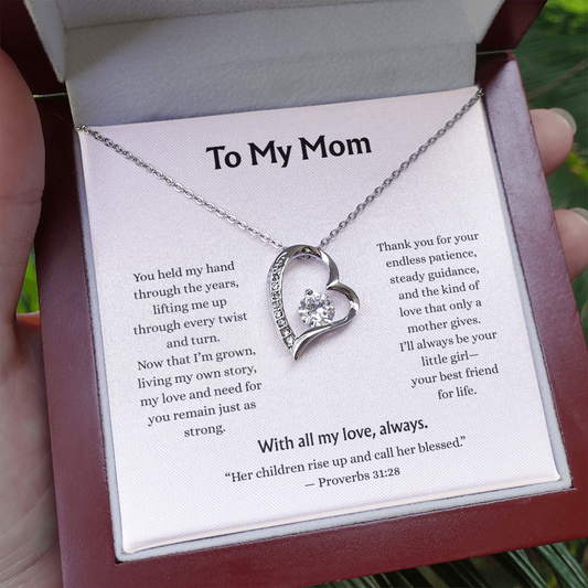 To My Mom-Forever Love Necklace-white card