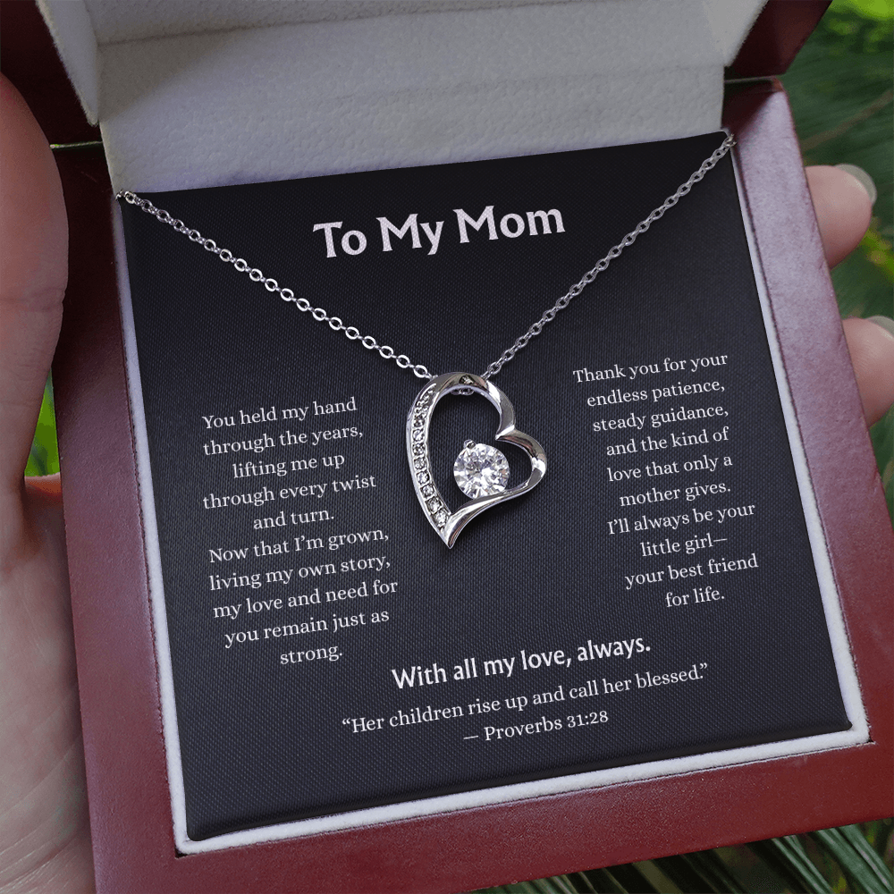 To My Mom-Forever Love Necklace-Black Card
