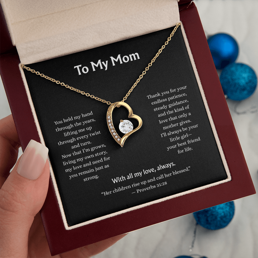 To My Mom-Forever Love Necklace-Black Card