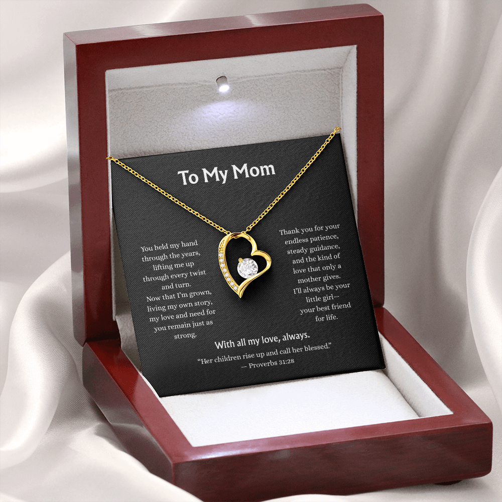 To My Mom-Forever Love Necklace-Black Card
