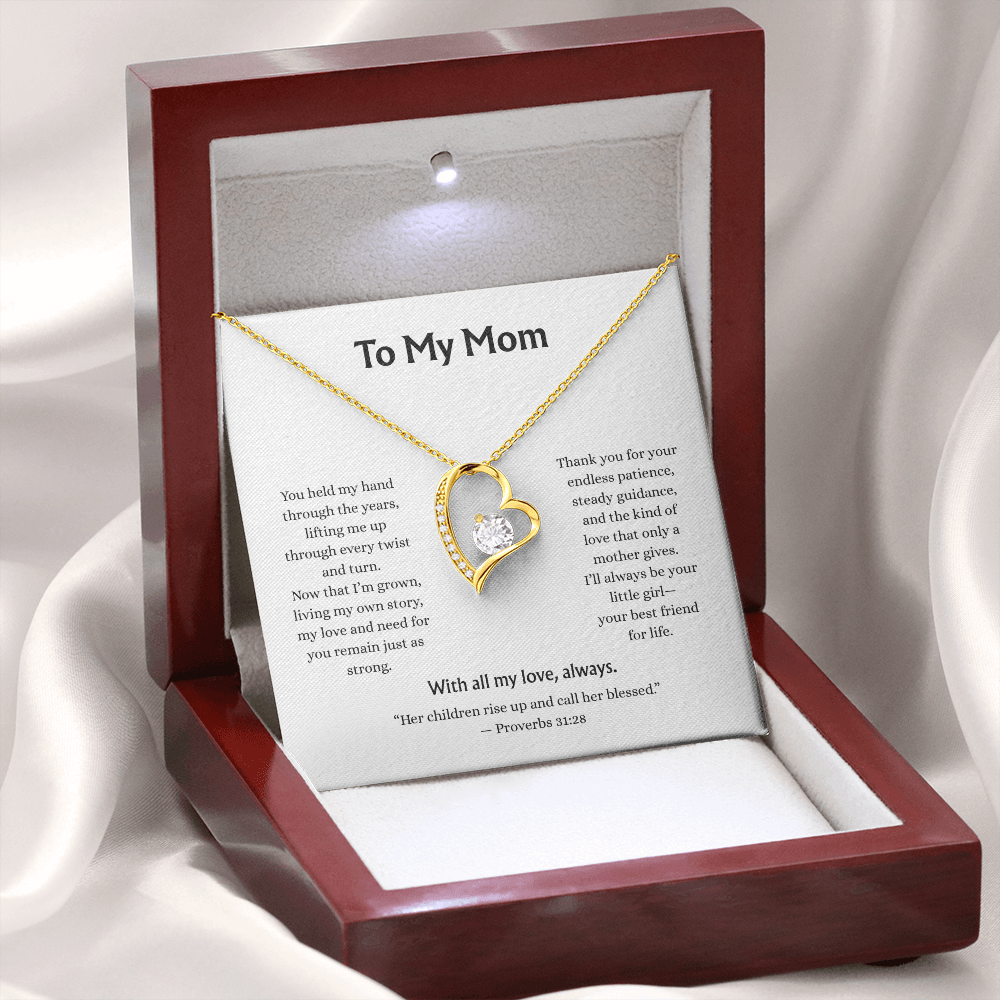To My Mom-Forever Love Necklace-white card