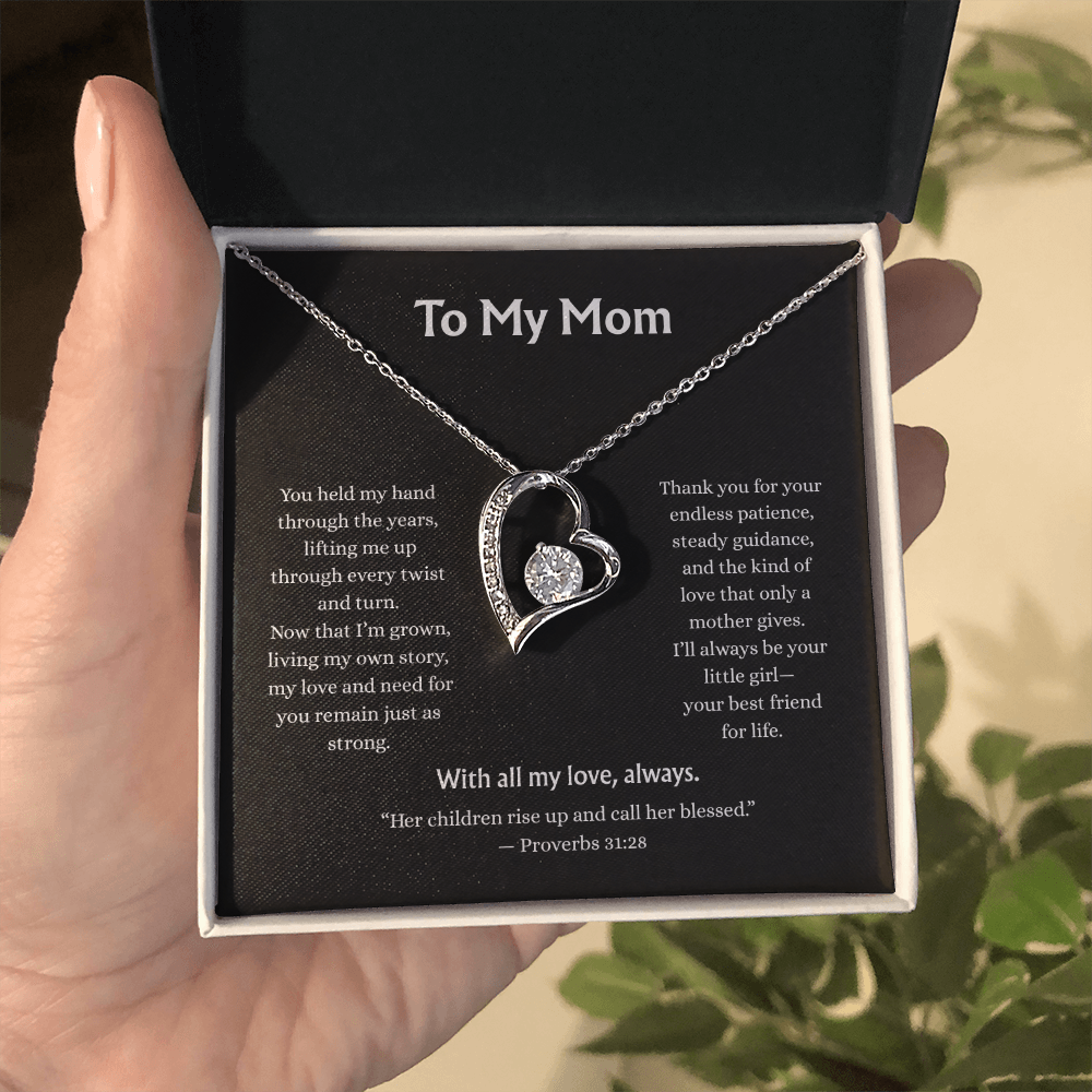 To My Mom-Forever Love Necklace-Black Card