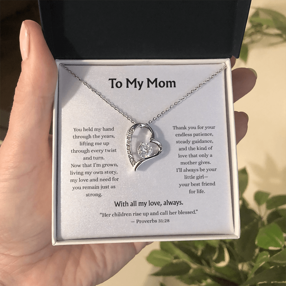 To My Mom-Forever Love Necklace-white card