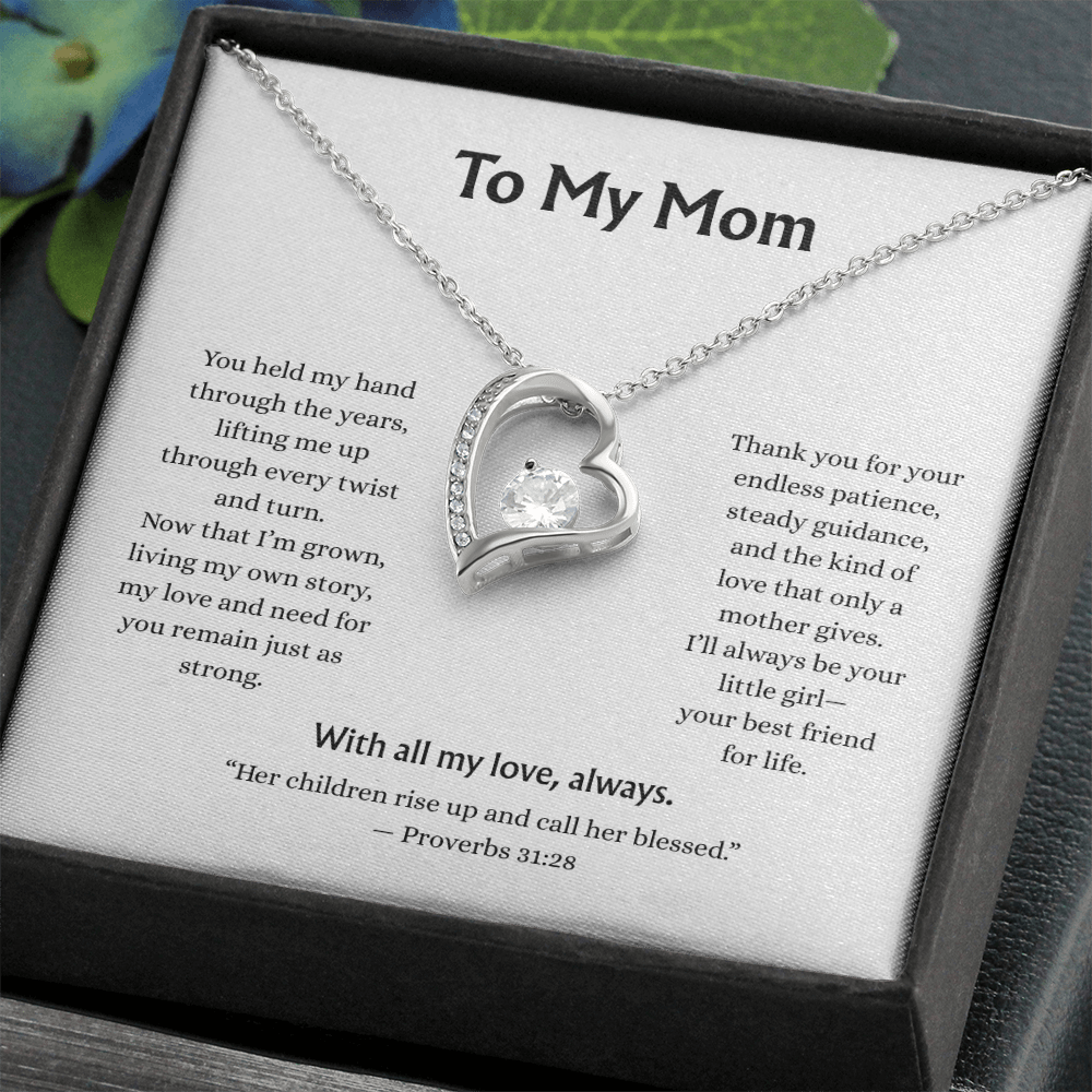To My Mom-Forever Love Necklace-white card